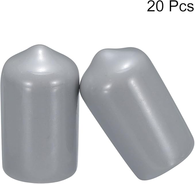 uxcell 20pcs Rubber End Caps 12mm(1/2") ID Vinyl PVC Round Tube Bolt Cap Cover Screw Thread Protectors Grey