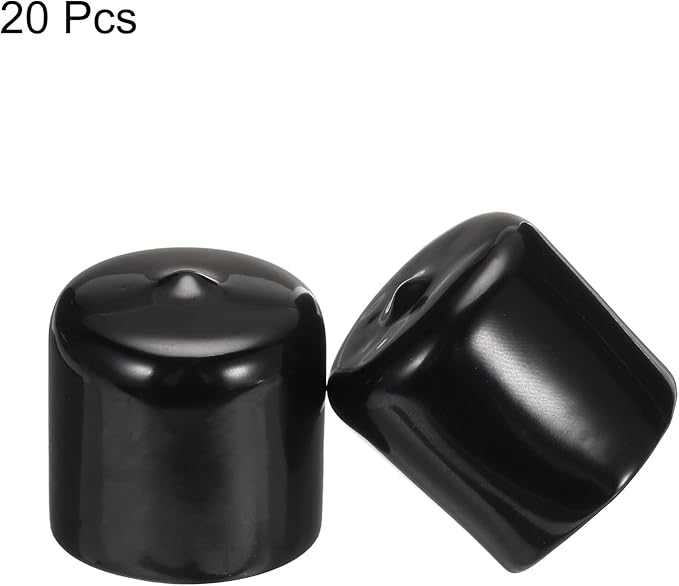 uxcell 20pcs Rubber End Caps 33mm ID Vinyl PVC Round Tube Bolt Cap Cover Screw Thread Protectors Black