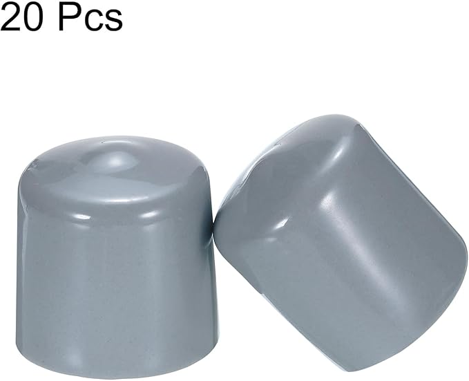 uxcell 20pcs Rubber End Caps 29mm ID Vinyl PVC Round Tube Bolt Cap Cover Screw Thread Protectors Grey