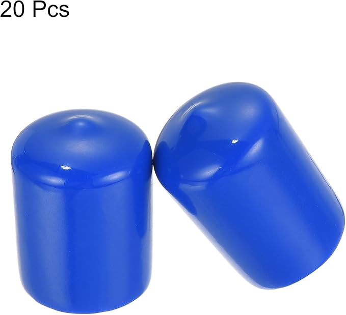 uxcell 20pcs Rubber End Caps 20mm ID Vinyl Round Tube Bolt Cap Cover Screw Thread Protectors Blue