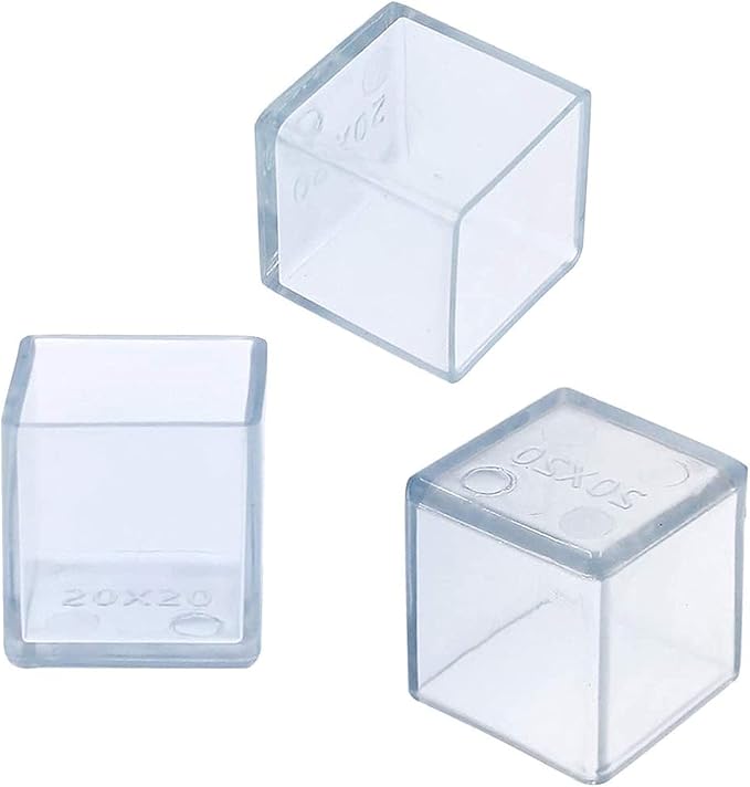 10 Pcs Transparent Square Anti-Slip Rubber Leg Tips Chair Leg Caps Furniture Floor Protectors Chair Table Bar Stool Leg Covers Furniture Leg Cube Feet 2.36 Inch x 2.36 Inch (60 x 60mm)