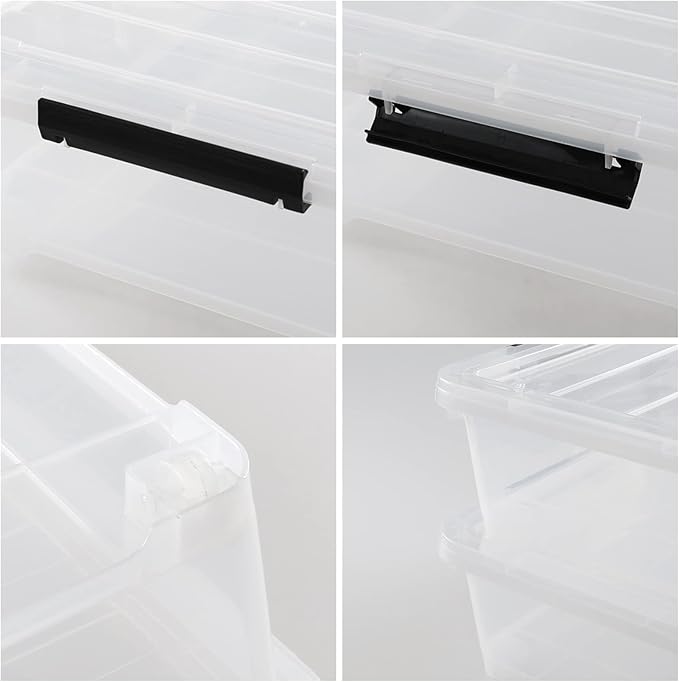 40 Quarts Under Bed Storage Boxes with Wheels, Large Plastic Shallow Tote Bins Set of 4