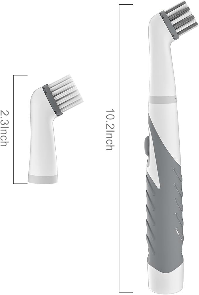 Electric Cleaning Brush with 4 in 1 Multiple Brush Heads,Indoor Household Cordless Motorized Brush for Bathroom Toilet Kitchen Tile Crevice(Gray)