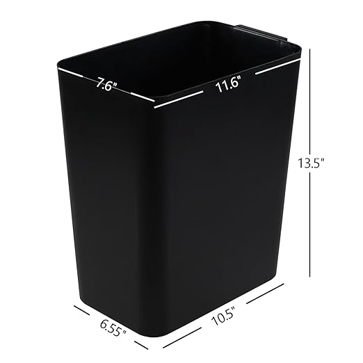 Xyskin 4.5 Gallon Plastic Garbage Bin, Deskside Wastebasket, Waste Can, Black, 3 Pack