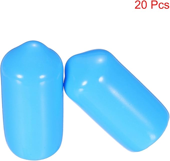 uxcell 20pcs Rubber End Caps 8mm(5/16") ID Vinyl PVC Round Tube Bolt Cap Cover Screw Thread Protectors,Light Blue