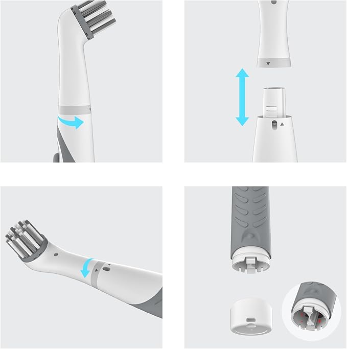 Electric Cleaning Brush with 4 in 1 Multiple Brush Heads,Indoor Household Cordless Motorized Brush for Bathroom Toilet Kitchen Tile Crevice(Gray)