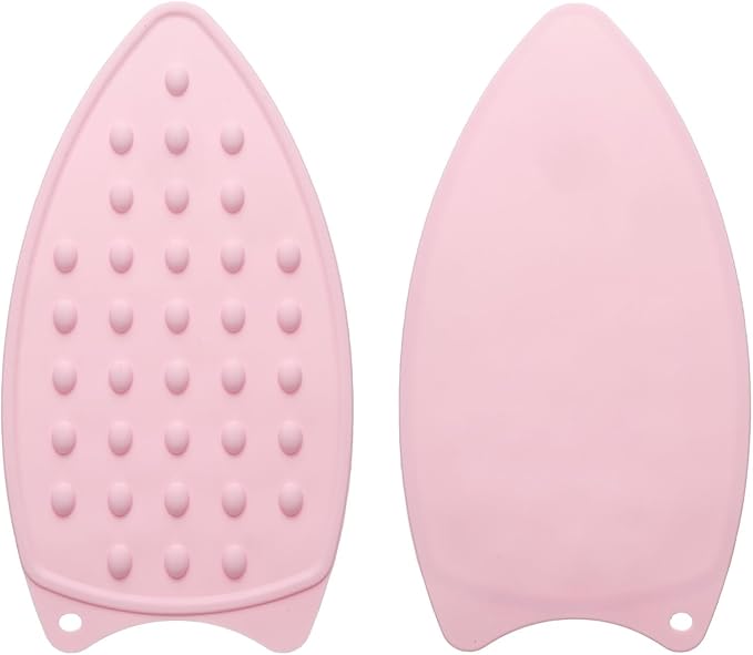 HARFINGTON 2pcs Silicone Iron Rest Pad, Multipurpose Iron Hot Resistant Mat Iron Rest Plate for Ironing Board Hot Heat Resistant Steam Compact Mat, Pale Pink
