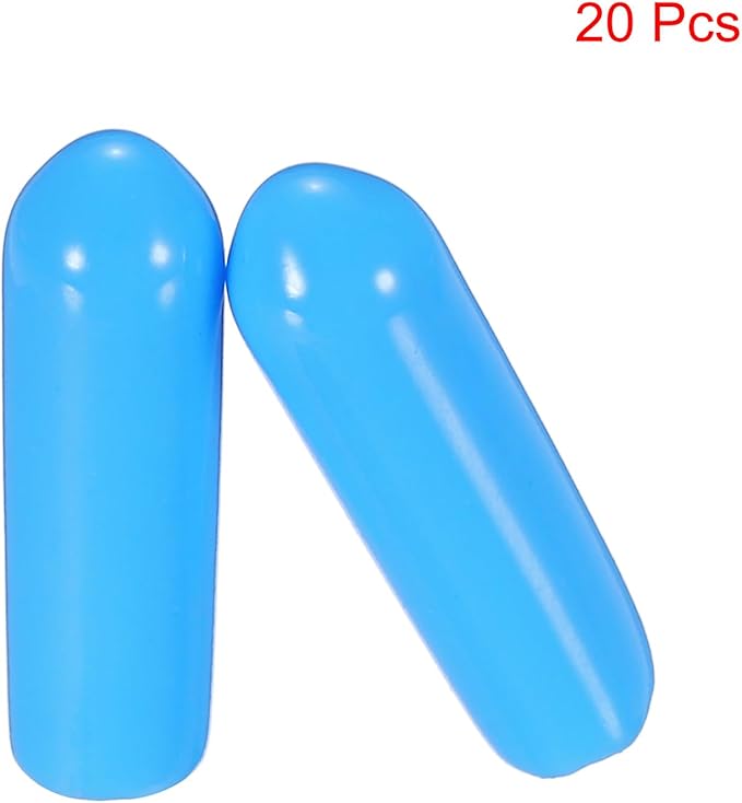 uxcell 20pcs Rubber End Caps 4mm(0.2") ID Vinyl PVC Round Tube Bolt Cap Cover Screw Thread Protectors,Light Blue
