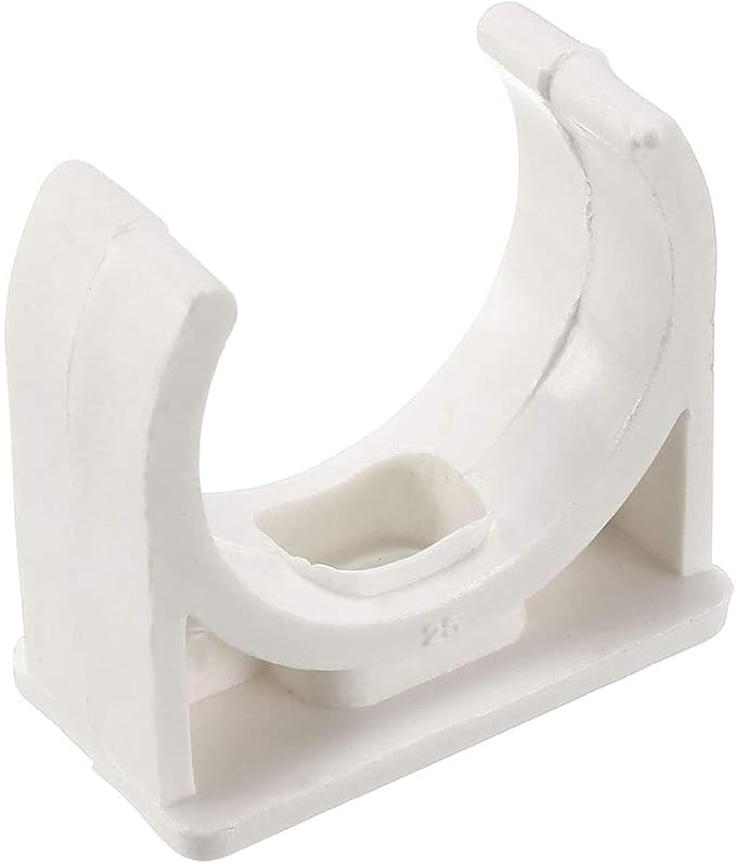 BVO 100 Pcs U-Shaped PVC Water 25mm Pipe Clamps, White, Suitable for 25mm/1inch Pipes, High Strength, Long Service Life