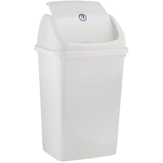 Superio Kitchen Trash Can 13 Gallon with Swing Lid, Plastic Tall Garbage Can Outdoor and Indoor, Large 52 Qt Recycle Bin and Waste Basket for Home, Office, Garage, Patio, Restaurant (White)