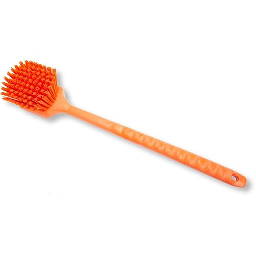 SPARTA 40501EC24 Plastic Large Scrub Brush, Kitchen Brush, Utility Brush With Long Handle For Cleaning, 20 Inches, Orange, (Pack of 6)