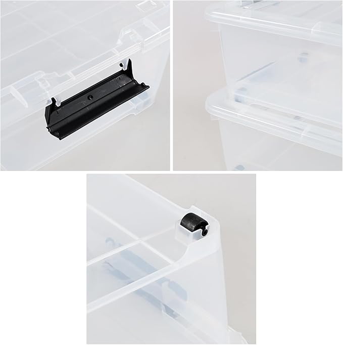 4 Packs 20 Quart Plastic Under Bed Storage Container with Lids and Wheels, Stackable and Nestable Organizer Bins, Flat Storage Box