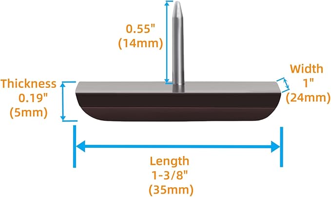 Furniture Sliders-Furnigear (Teflon) Nail in Chair Glides for Carpet and Hardwood Floor - Move Your Furniture Easily & Safely - Best Floor Protector (1x1-3/8 Nail, Brown-24 Pack)