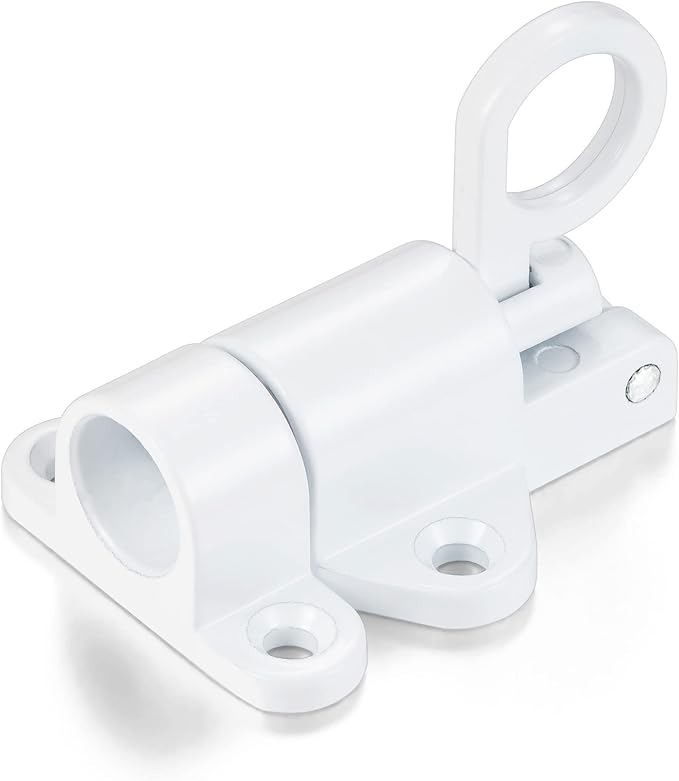 8 Packs Self-Closing Latches，White Spring Door Lock，Resilient Bolt Latch Aluminum Alloy Safety Automatic Spring Barrel Slide Door Lock with Screws,Used for Gate,Window and Cabinet etc