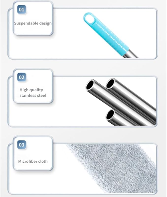 Saker Plus Retractable Gap Dust Cleaning Artifact, Saker Plus Flat Duster for Under Furniture, Reusable Washable Bendable Dusting Wand with Microfiber Dusting Cloths (1PCS)