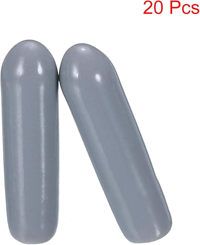 uxcell 20pcs Rubber End Caps 3mm(1/8") ID Vinyl PVC Round Tube Bolt Cap Cover Screw Thread Protectors Grey