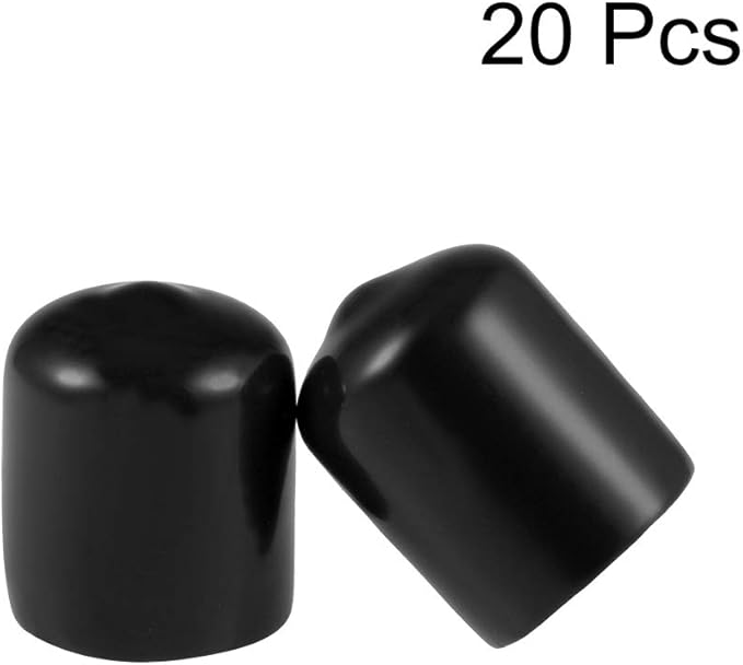 uxcell 20pcs Rubber End Caps 15mm ID Vinyl Round Tube Bolt Cap Cover Thread Protectors Black