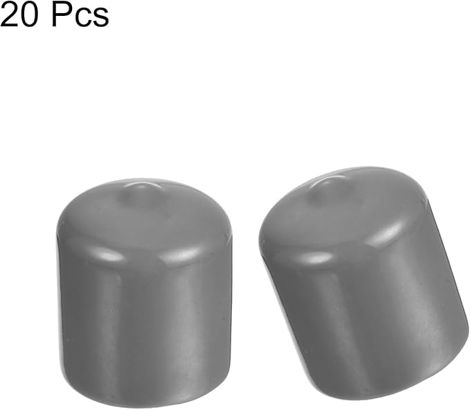 uxcell 20pcs Rubber End Caps Protective Caps 28mm ID Vinyl PVC Round Tube Bolt Cap Cover Screw Thread Protectors, Light Grey