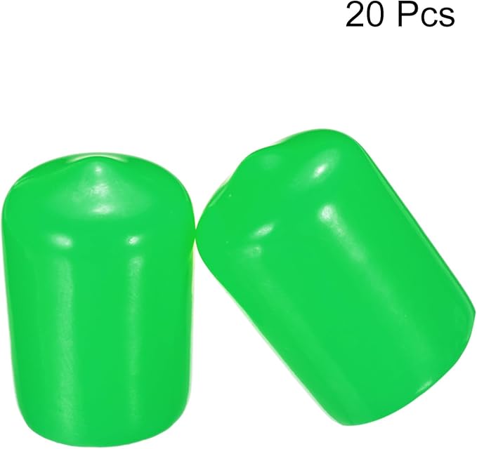 uxcell 20pcs Rubber End Caps 15mm ID Vinyl PVC Round Tube Bolt Cap Cover Screw Thread Protectors Green