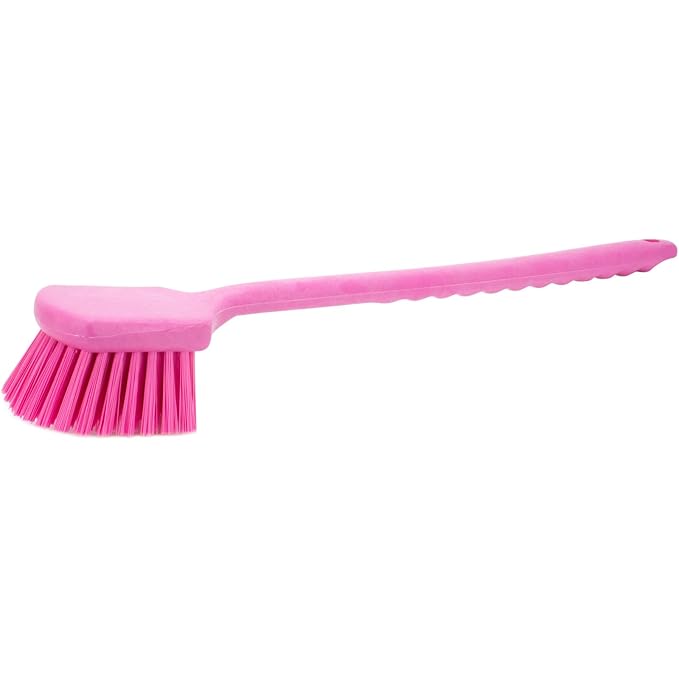 SPARTA 40501EC26 Plastic Large Scrub Brush, Kitchen Brush, Utility Brush With Long Handle For Cleaning, 20 Inches, Pink, (Pack of 6)
