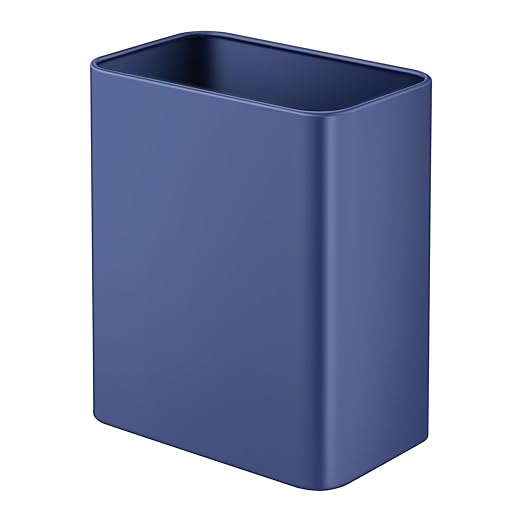 TIPGO Small Metal Trash Can, 2.1 Gallon Slim Trash Can for Bathroom, Wastebasket Garbage Bin for Bedroom, Office, Kitchen, Under Sink (Blue)