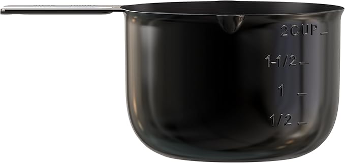 Color Up 2 Cup Measuring Cup, 480ml Black Stainless Steel Metal Measuring Scoop, Easy-Pour Spouts, Engraved Markings, for Dry & Liquid Ingredients