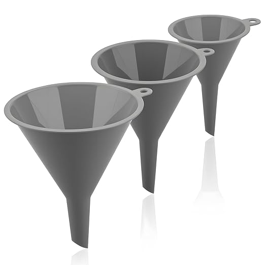 3Piece Plastic Kitchen Funnel Set, Multifunctional Funnels for Filling Bottles Canning Car Oil Funnels,Small Medium Large Round Food Funnel for Cooking, Lab, Automotive Use