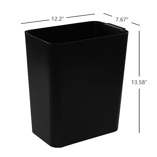 4.5 Gallon Plastic Office Wastebasket, Plastic Trash Cans, Black, 3 Packs