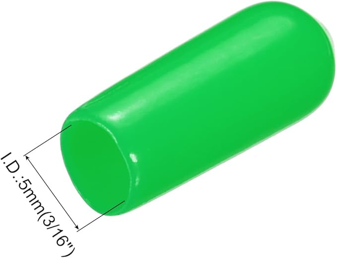 uxcell 20pcs Rubber End Caps 5mm(3/16") ID Vinyl PVC Round Tube Bolt Cap Cover Screw Thread Protectors Green