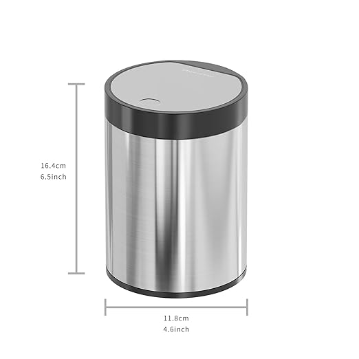 Mini Trash Can for Desk 0.4 Gallon,1.5L Stainless Steel mini Desk Trash can with Lid,Tiny Trash Can for Desk with 1 Roll Bags for Office, Home, Car,(Brushed Gray)