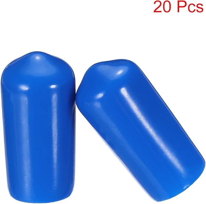 uxcell 20pcs Rubber End Caps 9.5mm ID Vinyl PVC Round Tube Bolt Cap Cover Screw Thread Protectors Blue
