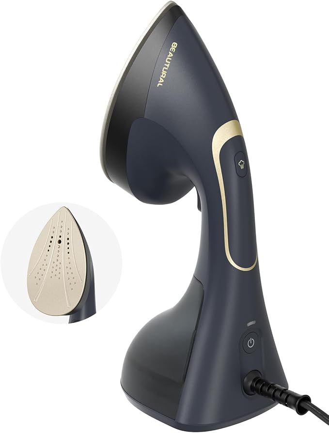 BEAUTURAL Steamer for Clothes, 2-in-1 Steam & Iron, 1200W Handheld Powerful Garment Fabric Wrinkle Remover with Burst Steam, Ceramic Heating Plate, 30-Second Fast Heat-up, Auto-Off (Only for 120V)
