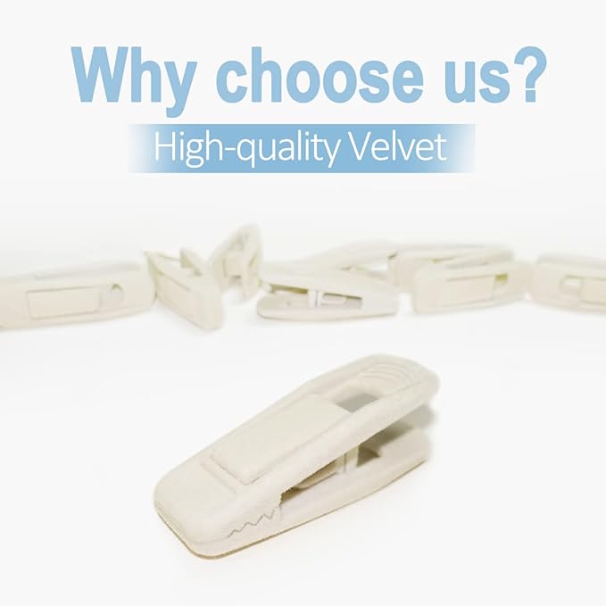Beige Velvet Hanger Clips (60-Pack), Non-Slip Velvet Clip Work Perfectly for Ivory/Beige Velvet Hangers, Pant Skirt Hanger Velvet Clips Fit for Velvet Clothes Hangers
