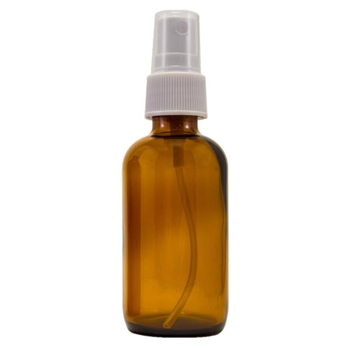 2 fl oz Amber Glass Bottle with White Spray Cap (12 Pack)