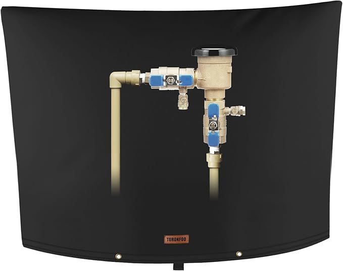 TOHONFOO Backflow Preventer Pipe Insulation Cover (5°F) - Irrigation Sprinkler Valve Insulated Pouch - Water Well Pump Cover - Sturdy 5 Layers for Winter Freeze Protection, 38" W x 24" H, Black