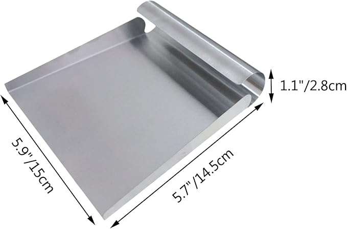Stainless Steel Food Scooper, Food Mover, Food shovel Spatula, Cutting-board Scraper, Bench Scrape, Dough Cutter Tool, with Flat Bottom - for Cutting-board, Griddle, Containers, Serving (5.9")
