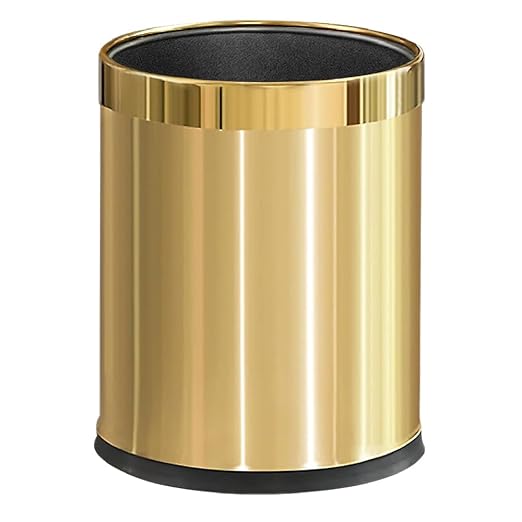 14L/2.6GAL，Gold Bathroom Trash can,Brushed Brass Garbage can,Small Gold Wastebasket for Bathroom,Office,Hotel,Restaurant(Gold14)