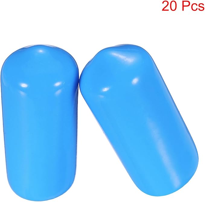 uxcell 20pcs Rubber End Caps 10mm(3/8") ID Vinyl PVC Round Tube Bolt Cap Cover Screw Thread Protectors,Light Blue