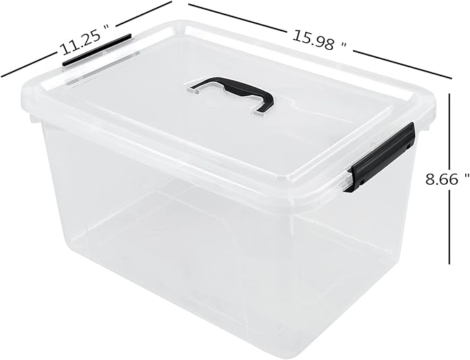 17.5 L Clear Plastic Storage Box, 4-Pack Latch Storage Bin