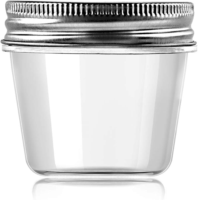 novelinks 4 oz Clear Plastic Jars with Screw-On Lids – Reusable Round Containers for Slime, Food, Spices, Crafts & Kitchen Organization – BPA-Free Storage Jars, 20 Pack