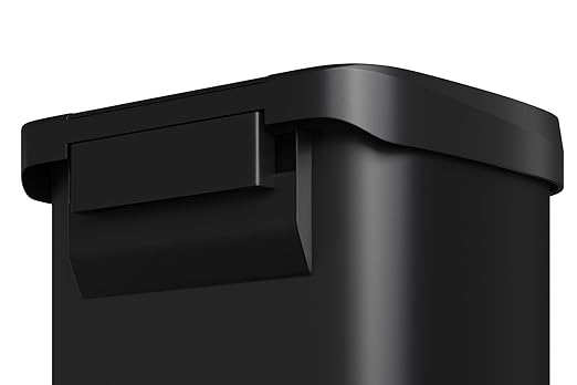 Garvee 21 Gallon / 80 Liter Metal Trash Can with Lid, Large Garbage Can for Kitchen, Rustproof Step-on Kitchen Metal Trash Bin with Liner Rim, Rear Handle, Soft Close Plastic Lid, Black
