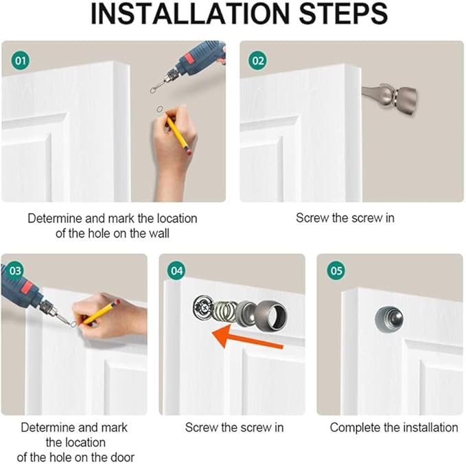 Magnetic Door Stop, Magnetic Door Catch, Door Holder, Door Stops, Wall Mounted, Floor Mounted, Door Banging Prevention (Black, Small x 2pack)