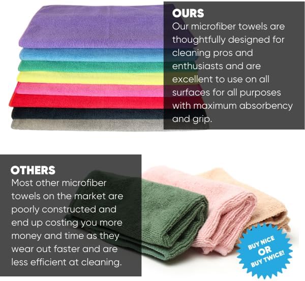 Microfiber Wholesale MW Pro Multi-Surface Microfiber Towel – 12 Pack | Premium Cleaning Cloth | Clean, Dust, Polish, Absorb | Large 16"x16" (Black)