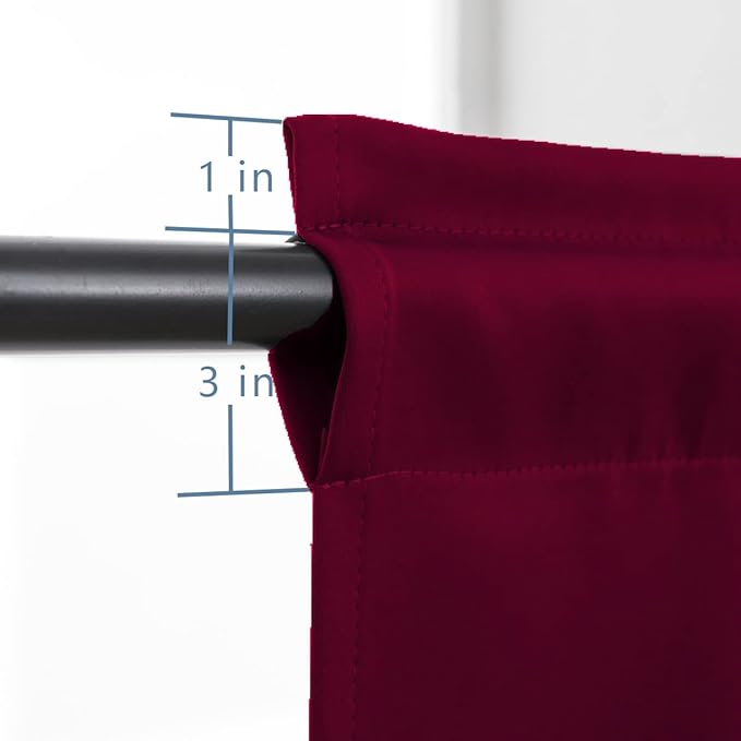 Pickluc Cafe Curtain 30 Inches Long, Rod Pocket Kitchen Half Window Curtain, Short Blackout for Small Window, 2 Panels, 30" Wide and 30" Length, Burgundy Red