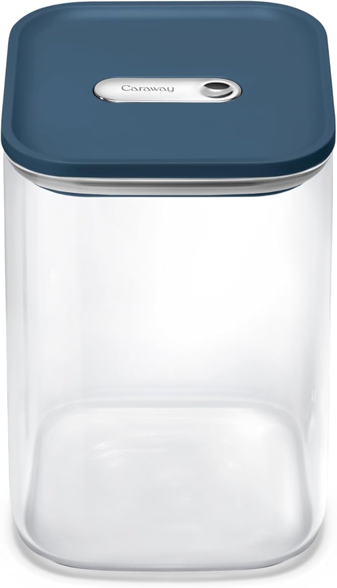 Caraway 4qt Glass Airtight Food Storage Container with Lid – Non-Toxic, BPA-Free Kitchen Storage Container – Stackable, Space-Saving Airtight Container for Dry Goods and More - Navy