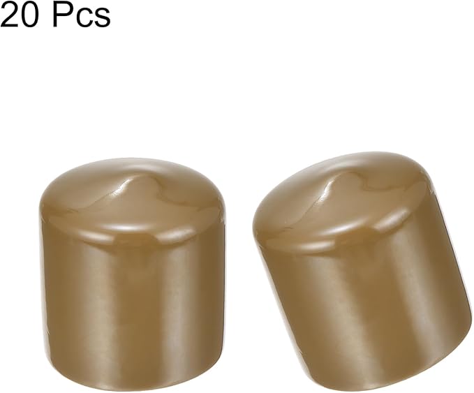 uxcell 20pcs Rubber End Caps 40mm ID Vinyl PVC Round Tube Bolt Cap Cover Screw Thread Protectors Light Brown