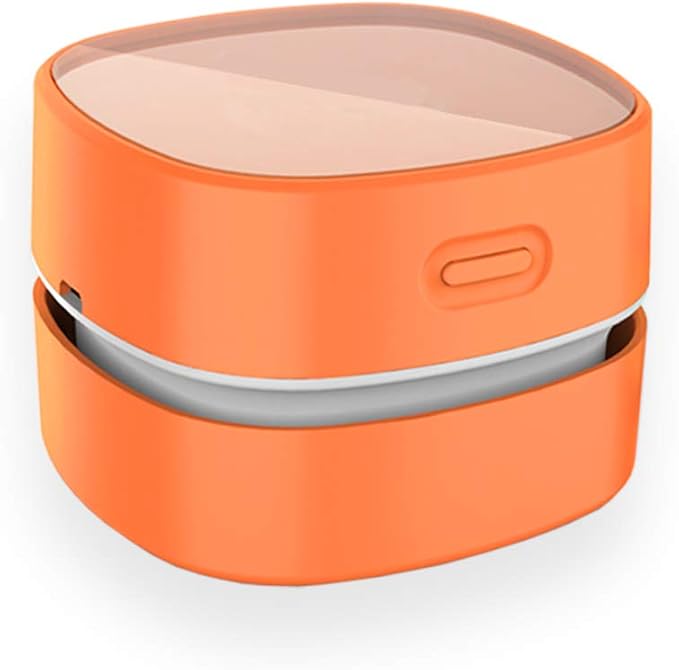 ODISTAR Desktop Vacuum cleaner,Mini table dust sweeper Energy Saving,High endurance up to 400 mins,Cordless&360º Rotatable Design for Cleaning Hairs,Crumbs,Computer Keyboard of gifts for kids (orange)