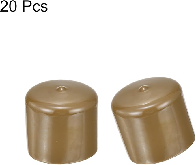 uxcell 20pcs Rubber End Caps 49mm(2") ID Vinyl PVC Round Tube Bolt Cap Cover Screw Thread Protectors Light Brown