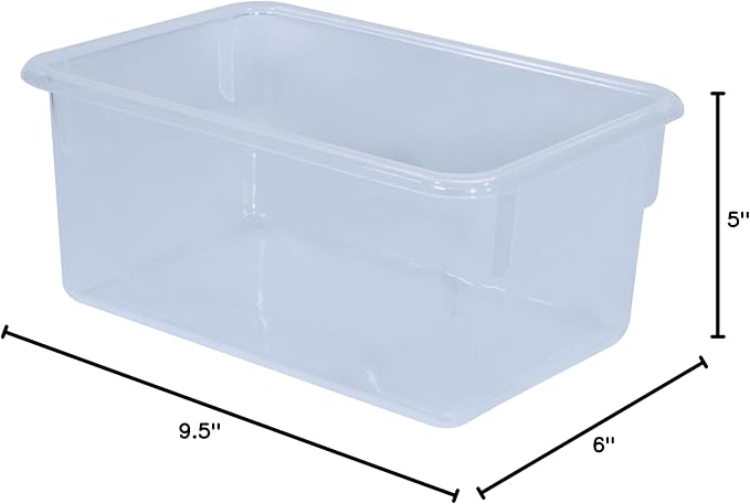 Wood Designs Cubby Storage Bin, Heavy Duty Plastic Containers for Kids Translucent Clear Cubby Tray Set of 30