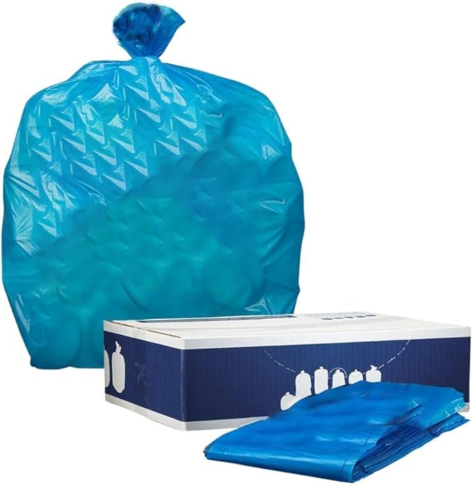 55 Gallon Recycling Bags, 1.5 Mil, Blue, 38x55, 100/Case